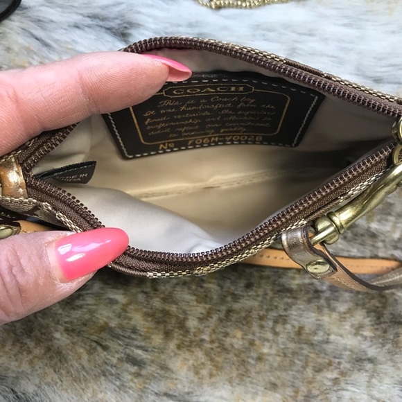 Coach Signature C with Gold Stripe Wristlet - Picture 5 of 5